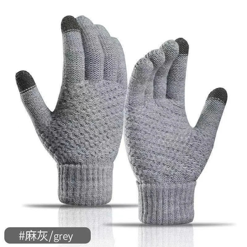 Touch Screen Gloves Stretch Classical Knit Mittens Wool