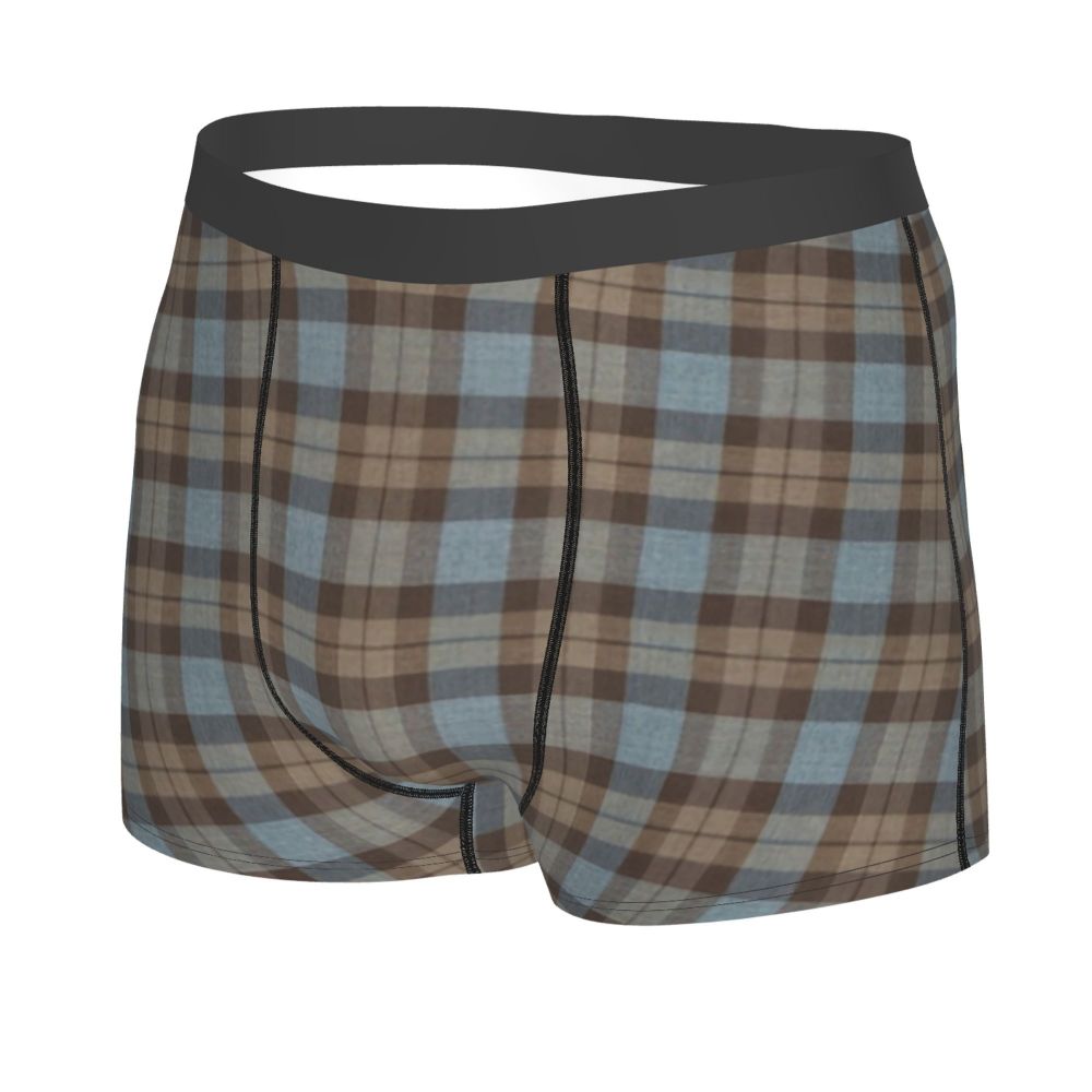Black Watch Tartan Boxer Shorts for Men in Lycra and Polyester