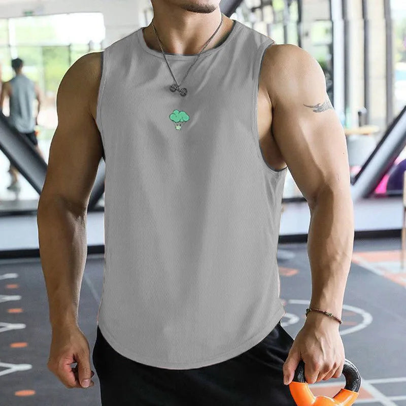 Mens fitness gyms Tank top Summer Men's Trendy Brand Running Training Quick Dry Sports Sleeveless Vest Basketball T-Shirt Vest