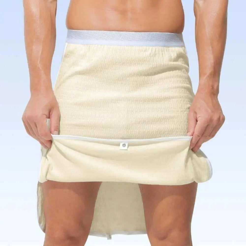 Cotton Men's Sleeping Skirt Pants with Buttons No Underwear Male Bath Towel Sleep Artifact Insensitive Half Body Apron