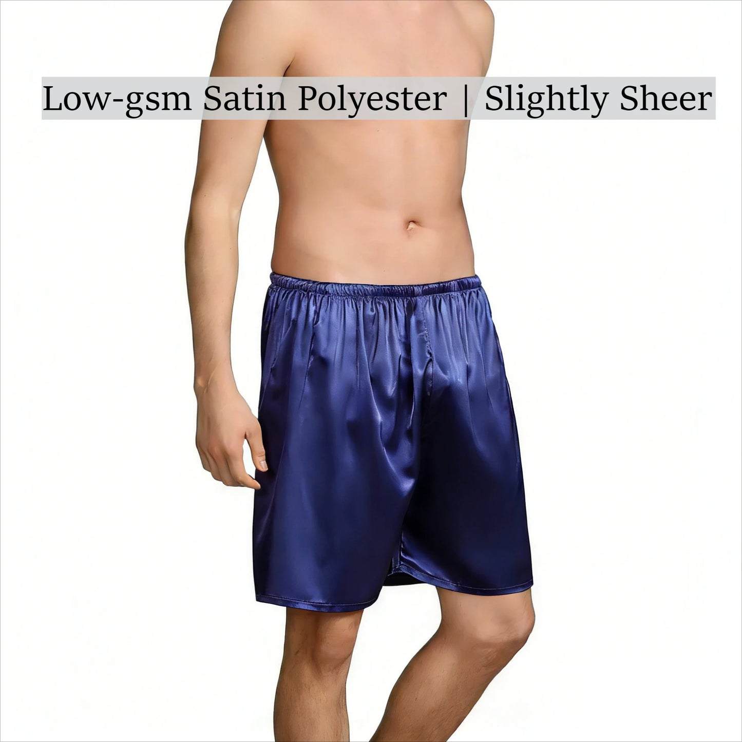 Mens Satin Lounge Shorts Sheer Silky Sleep Bottoms Low-Gloss Elastic Waistband Comfort Casual Loungewear Solid Color Sleep Pants