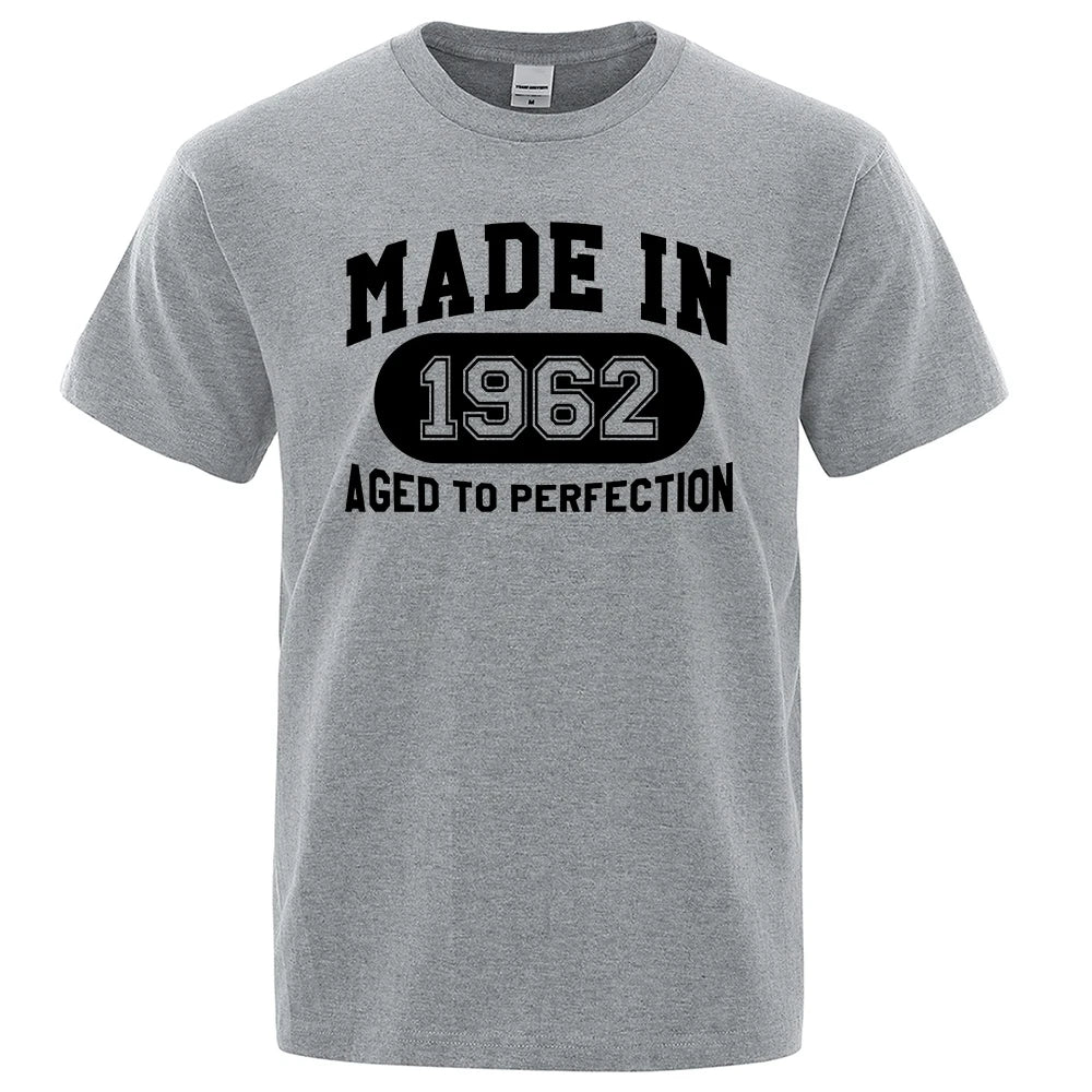 Made In 1962 Aged To Perfection Mens Tee Clothes Hip Hop Breathable Cotton T Shirt Short Sleeve Tops Summer Streetwear T-Shirt
