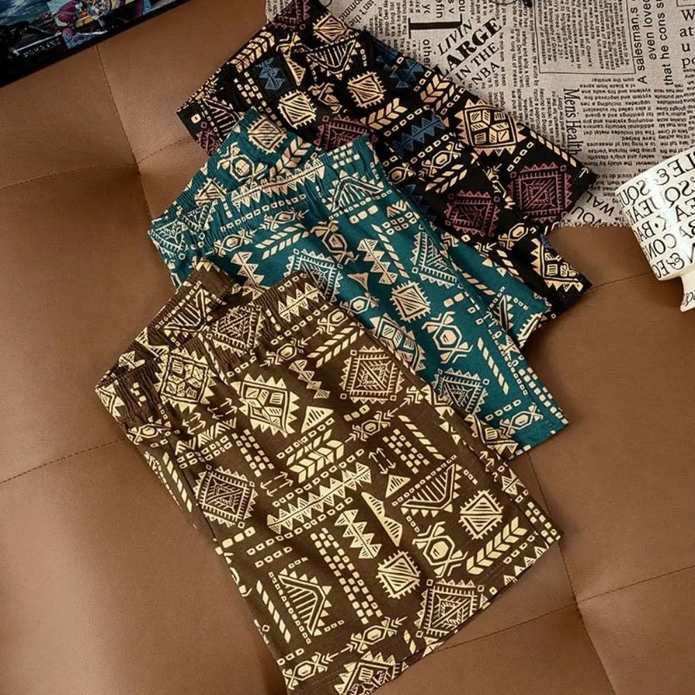 Men's Cotton Boxer Briefs Ethnic Print Plus Size