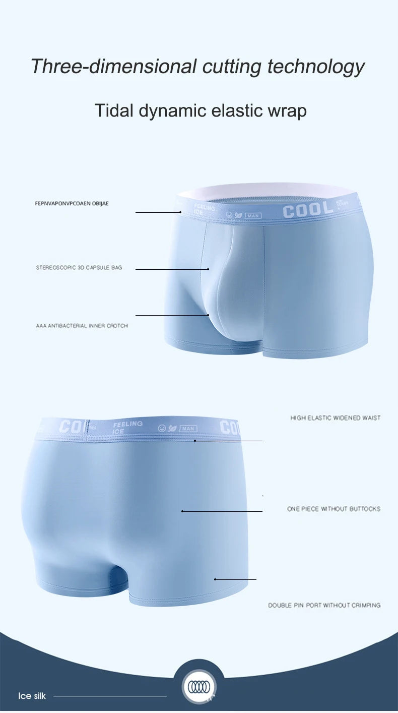 Men's Ice Silk Boxer Shorts L-6XL