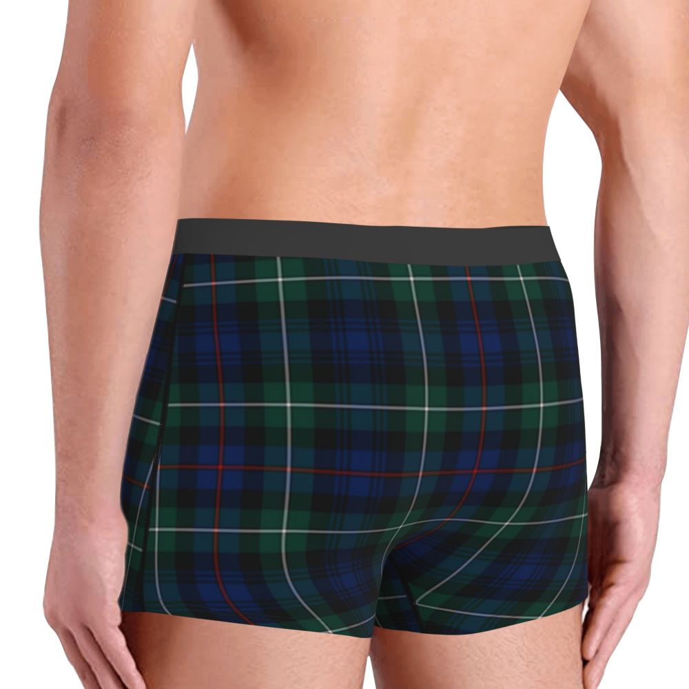 Black Watch Tartan Boxer Shorts for Men in Lycra and Polyester