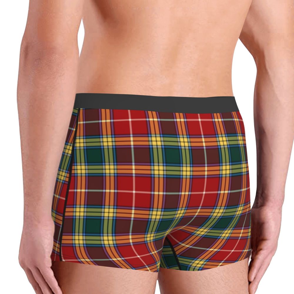 Black Watch Tartan Boxer Shorts for Men in Lycra and Polyester