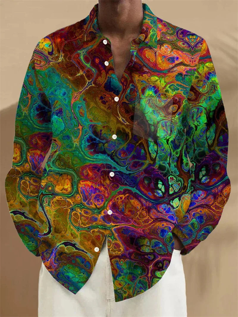 Men's Casual Long Sleeve Printed Shirt