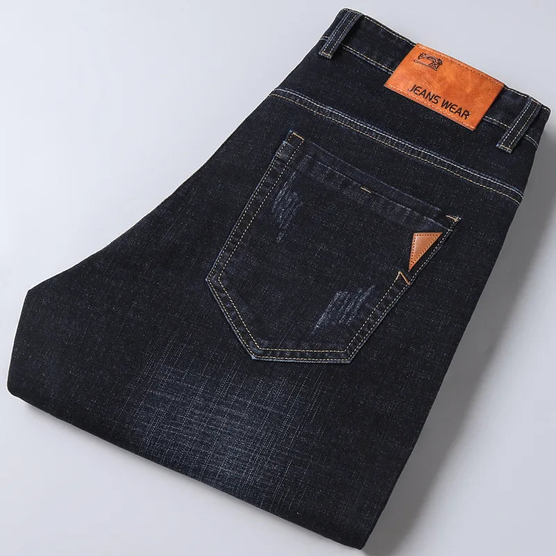 Men's Straight Jeans Comfortable Business Denim Pants