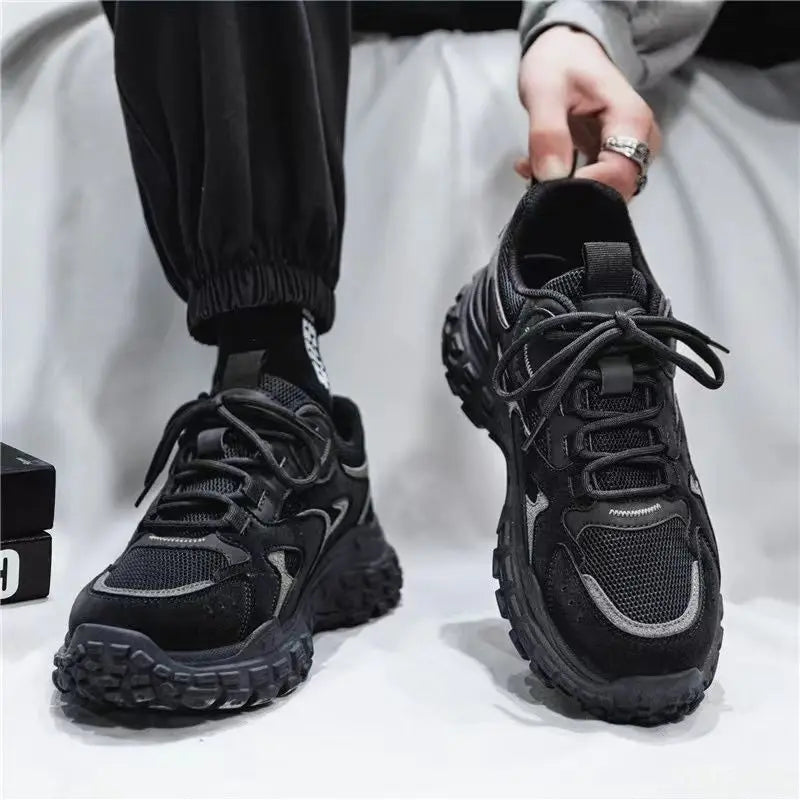 Men's Shoes Spring Breathable Mesh Sports Shoes Trendy Thick Sole Non Slip Casual Running Simple Comfortable Trendy Shoes
