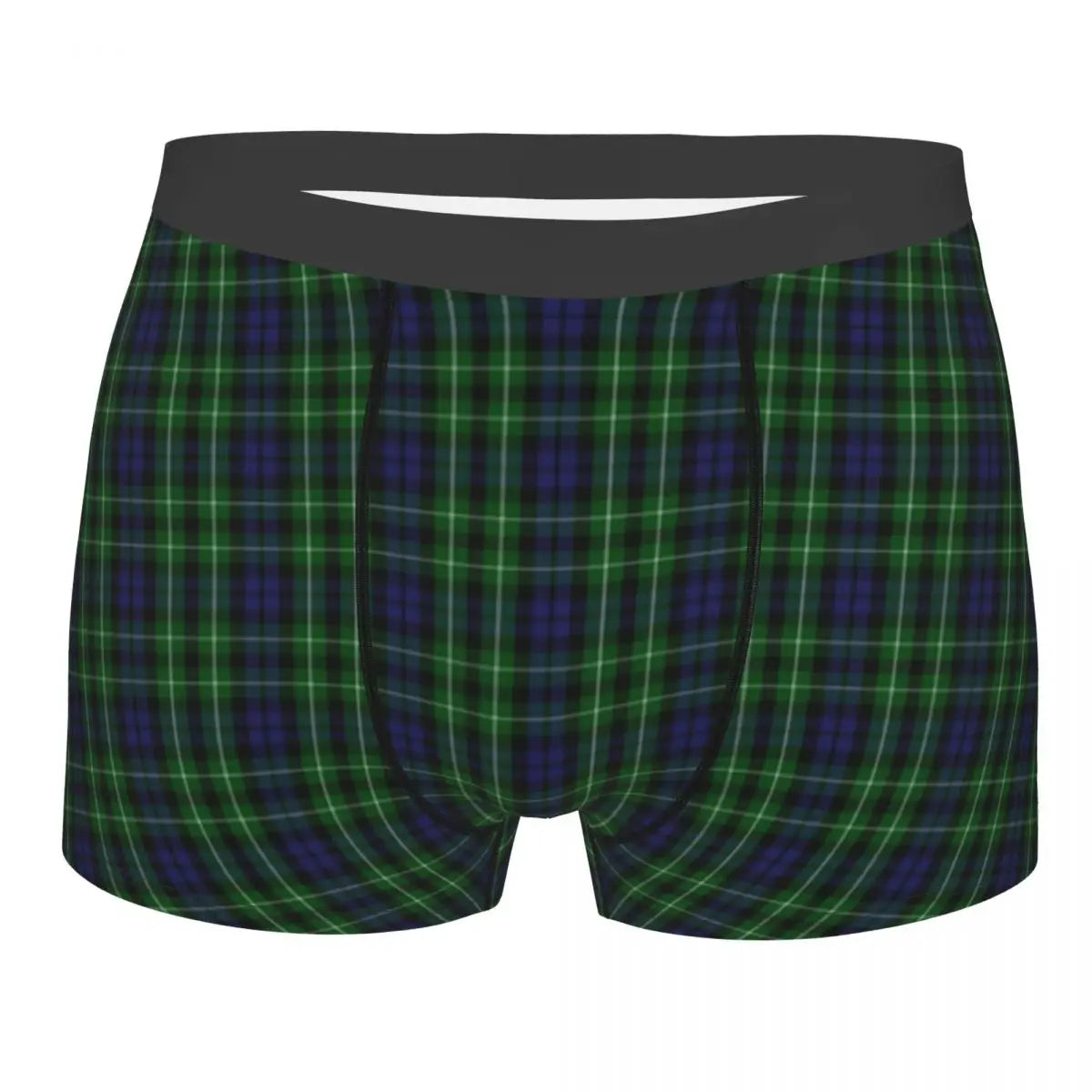 Black Watch Tartan Boxer Shorts for Men in Lycra and Polyester