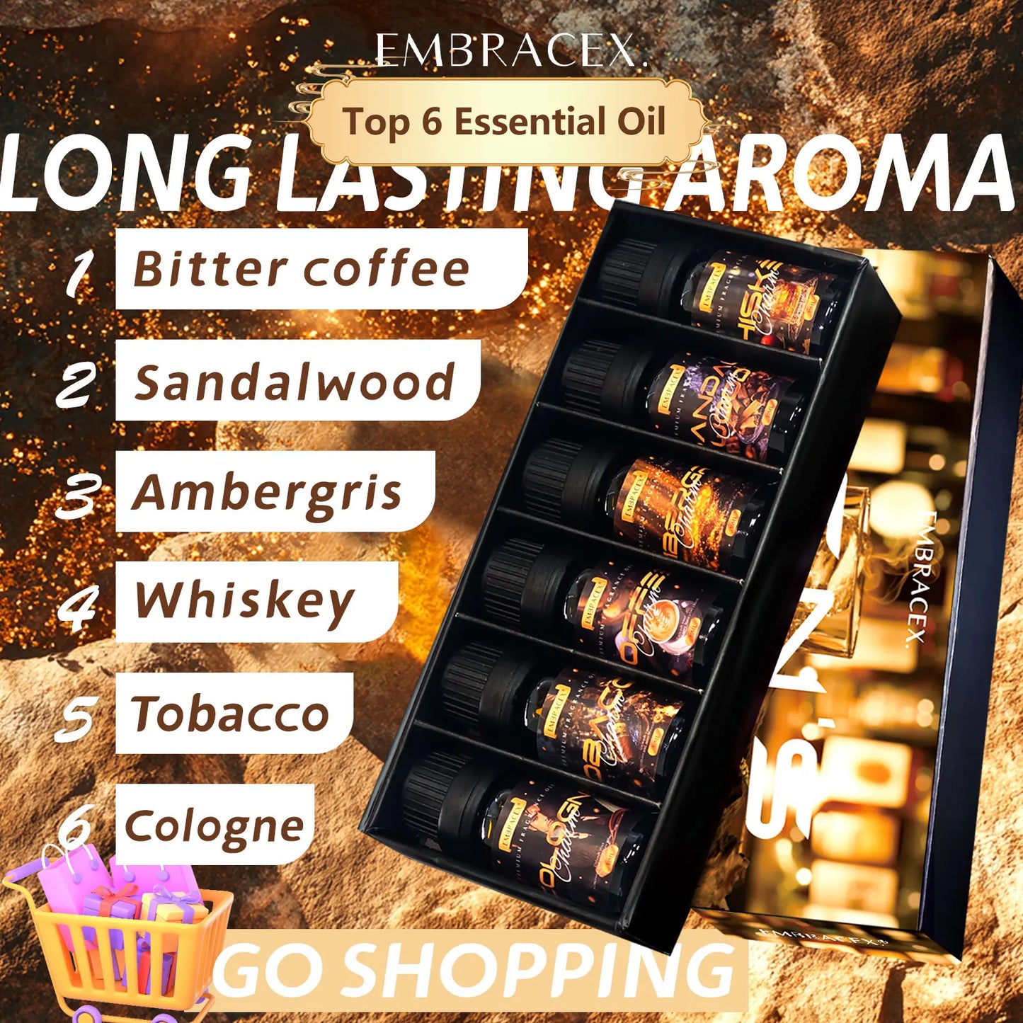 10ML Men's Essential Oils Gift Set with Sandalwood and Tobacco