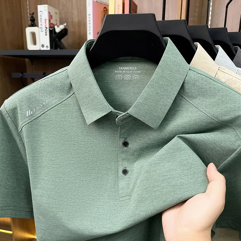 Mens Modern Polo T Shirt Short Sleeve Slim Fit Design Tops Suitable For Business Casual And Daily Wear