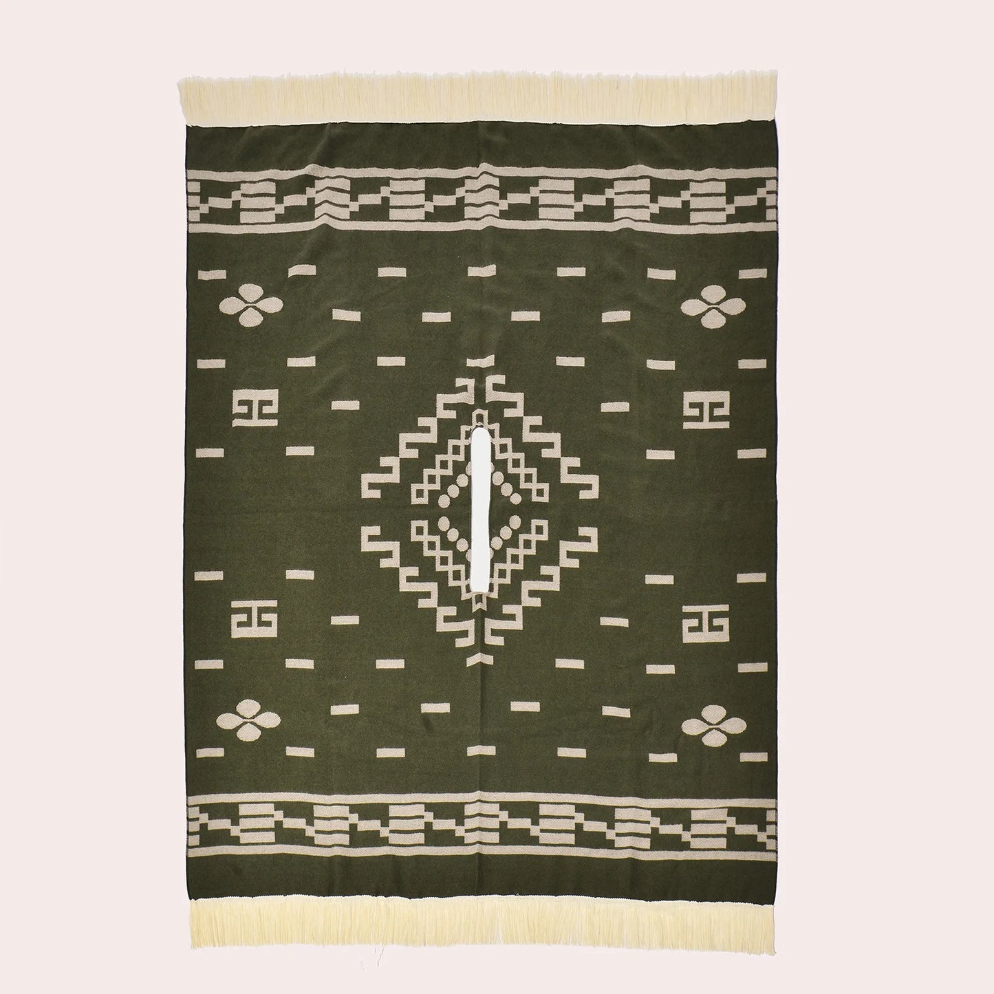 Men's Knitted Fringed Cape Pullover Shawl for Winter