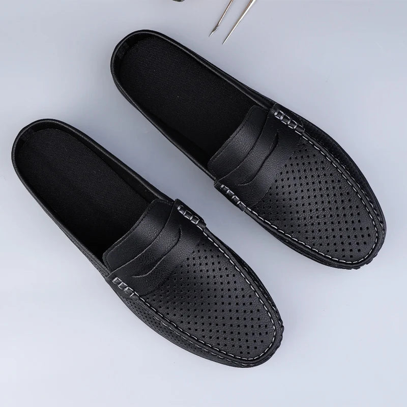 Men's Casual Leather Shoes with Breathable Design