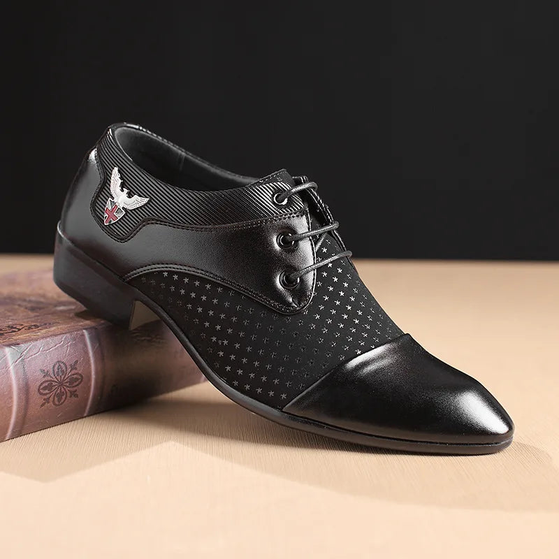 Mens Lace-Up Oxfords Dress Shoes in PU Leather