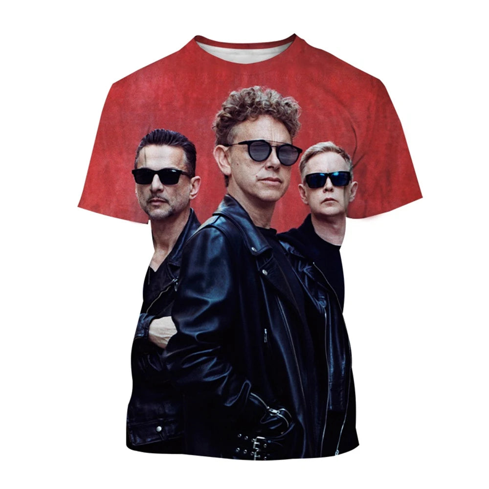 3D Printed Casual Short Sleeve T-Shirt for Men featuring Depeche Mode