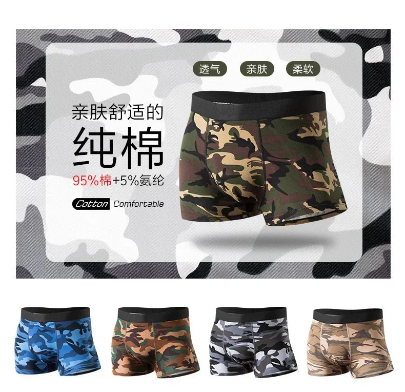 Camouflage Cotton Boxer Shorts by MOONBIFFY