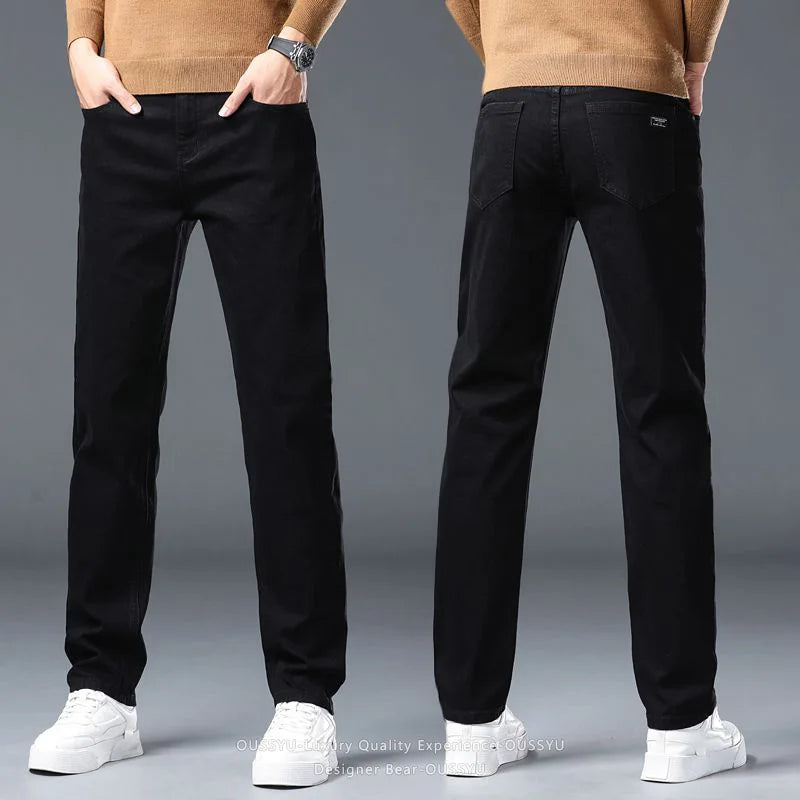 Men's Slim Fit Casual Denim Jeans in Black and Gray