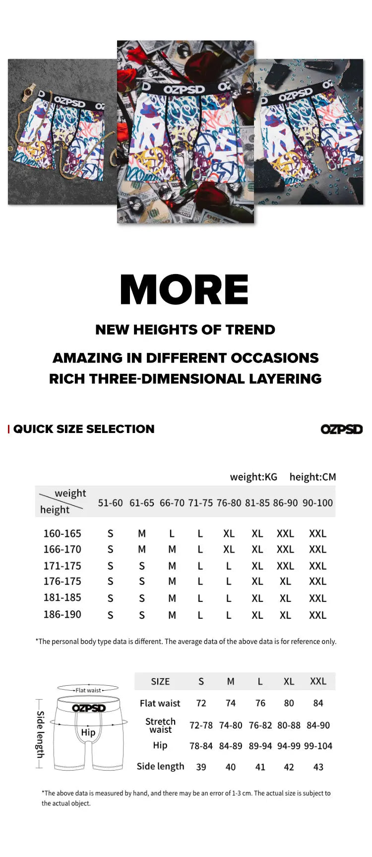 OZPSD Brand 1Pcs Men Underwear Boxers Breathable Swimming Sexy Man Underpants S-2XL Men's