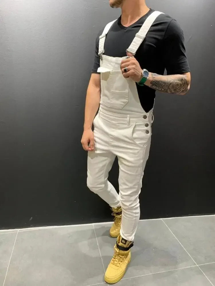 Men's Denim Overalls in Slim Fit for Casual Wear