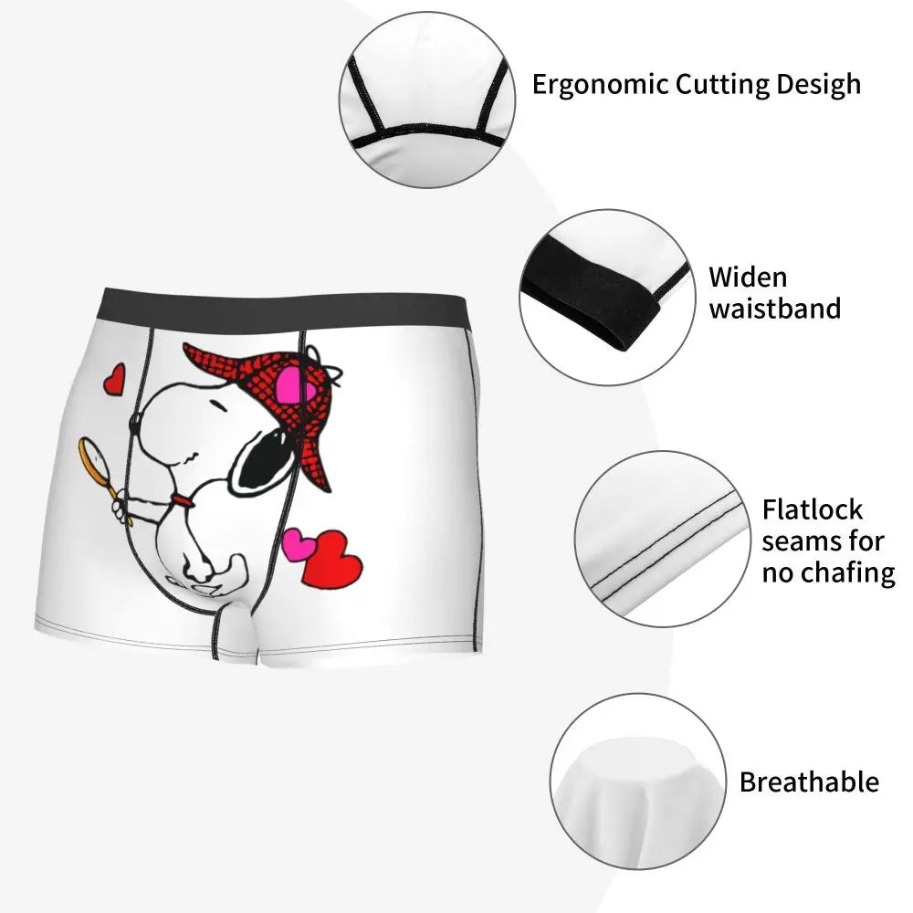 Snoopy Boxer Briefs for Men - Giggle Print Polyester Blend