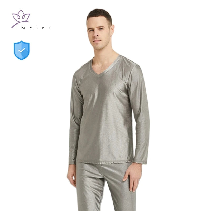 Real electromagnetic radiation protective 100% silver fiber knitted fabric long underwear EMR