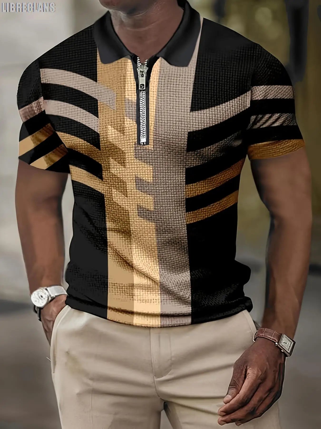 Men's Short-Sleeved POLO Shirt Summer Retro Striped