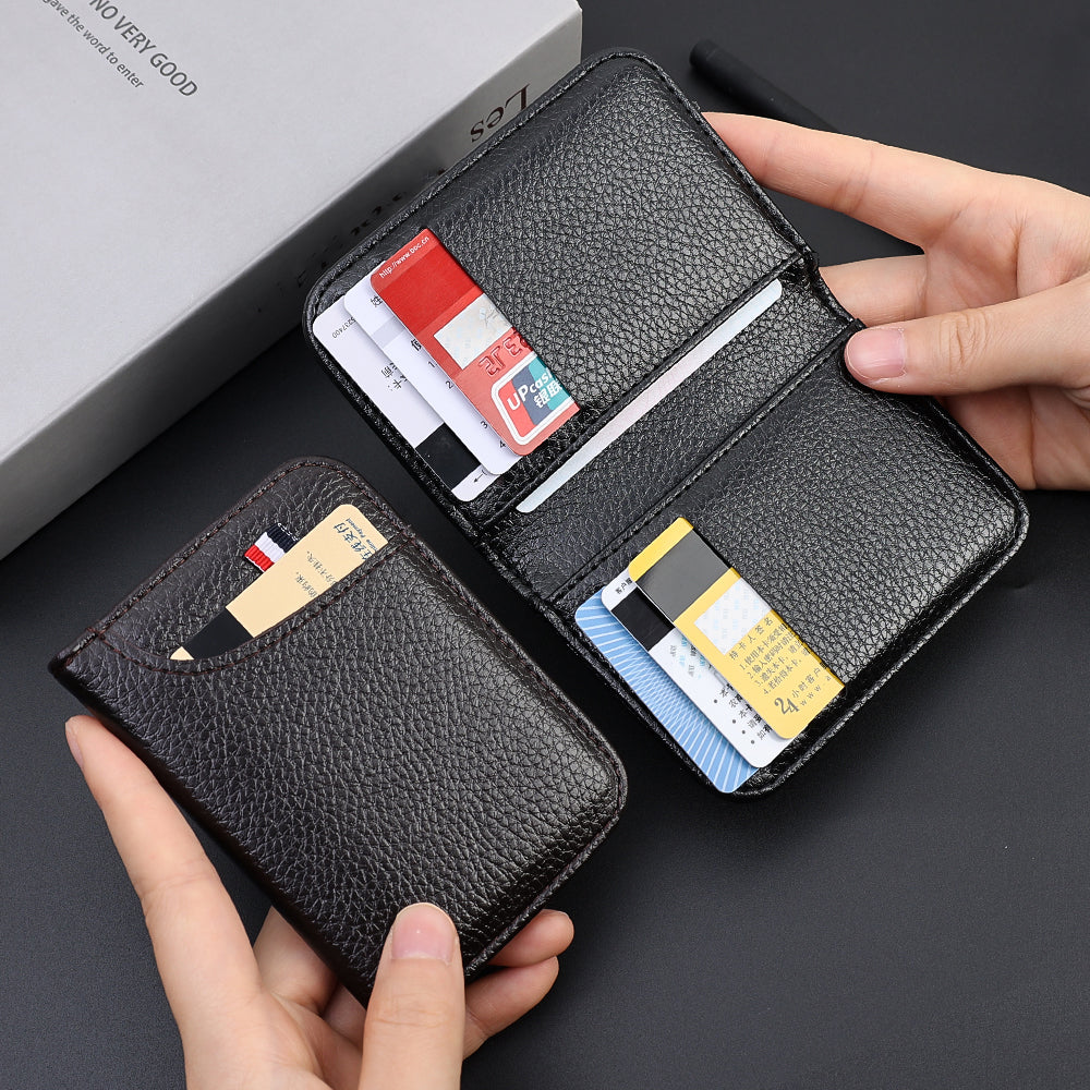 Portable Super Slim Soft Wallet Leather Mini Credit Card Wallet No Zipper
