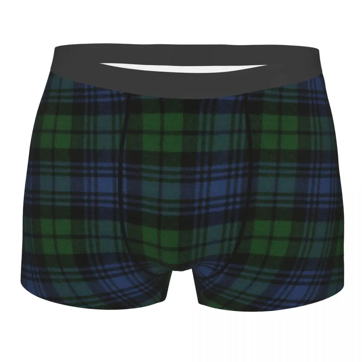 Black Watch Tartan Boxer Shorts for Men in Lycra and Polyester
