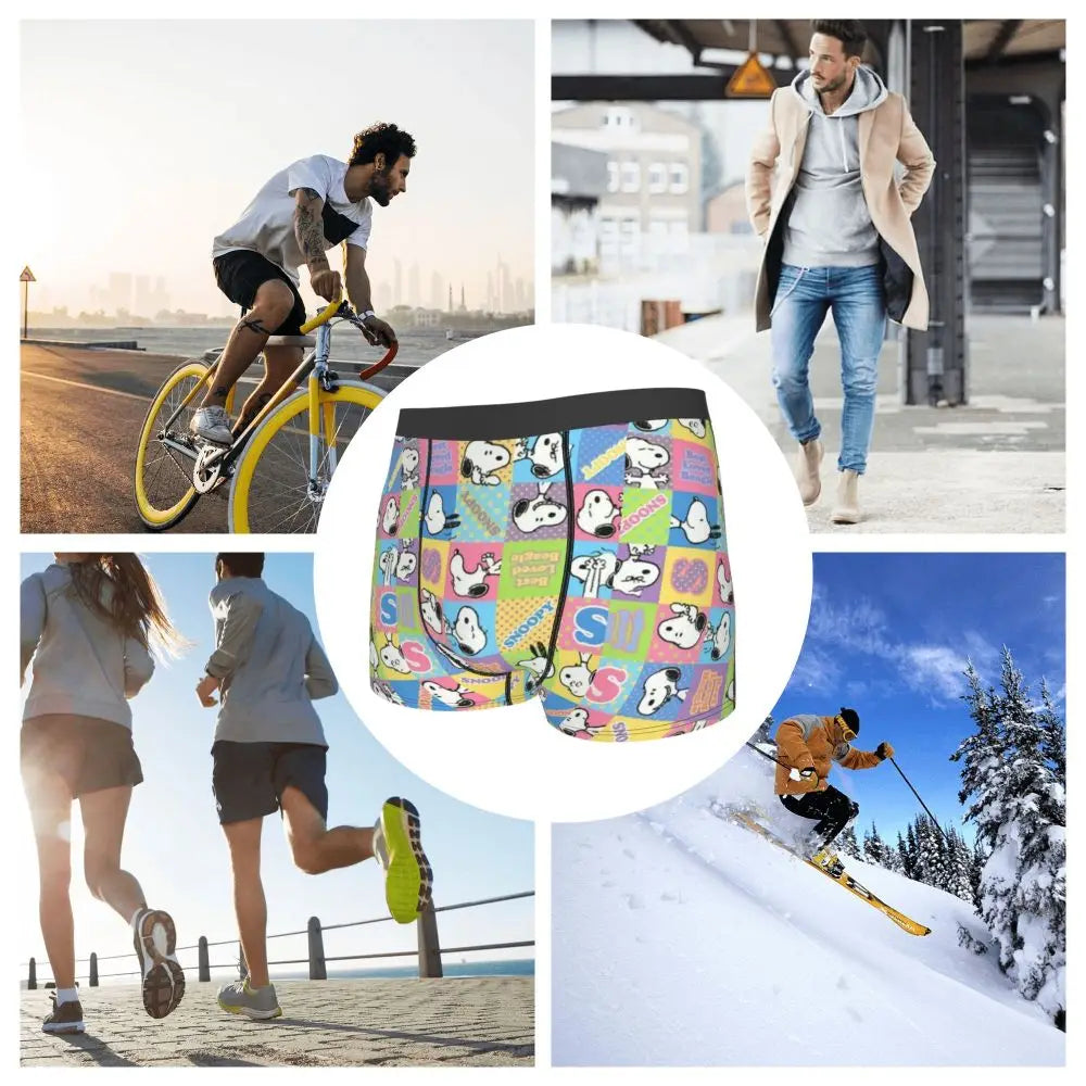 Snoopy Boxer Briefs for Men - Giggle Print Polyester Blend