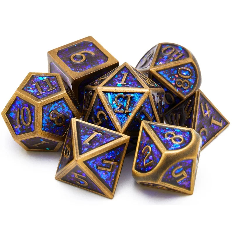 DND Metal Dice Set for Dungeons & Dragons, 5e, RPG Board Game, Tabletop Role Playing,7 Pcs