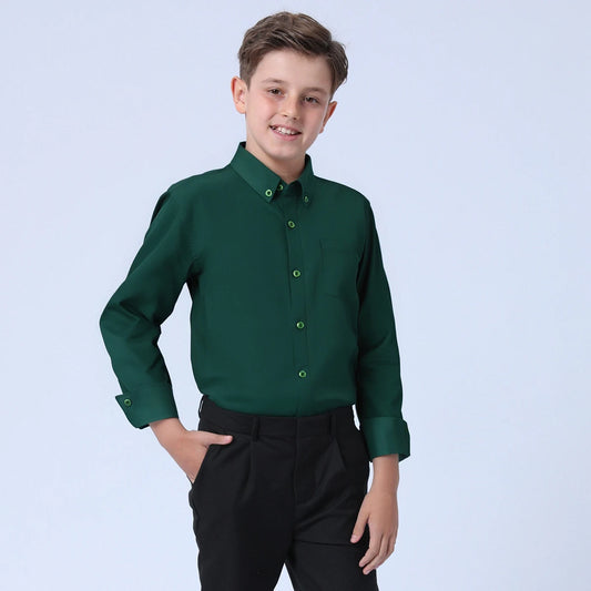 Boys Formal Dress Shirt Black White 7-12 Years Polyester