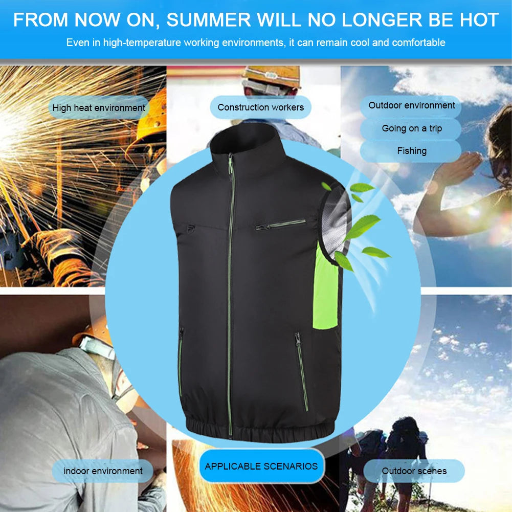 Wearable Cooling Fan Vest for Summer Camping and Fishing
