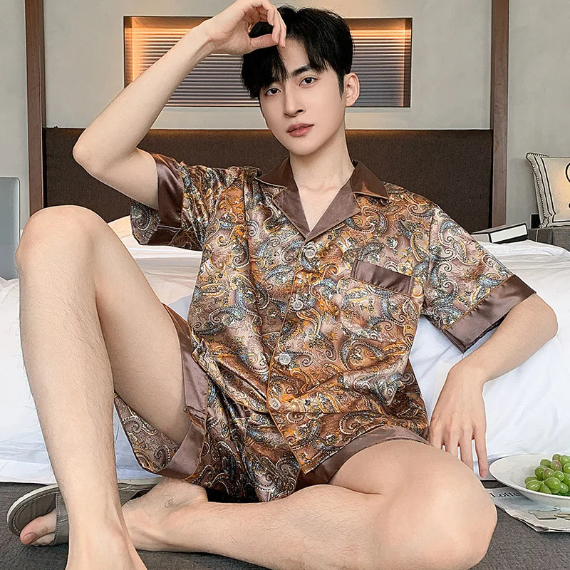 Thin Ice Silk Pajamas for Men