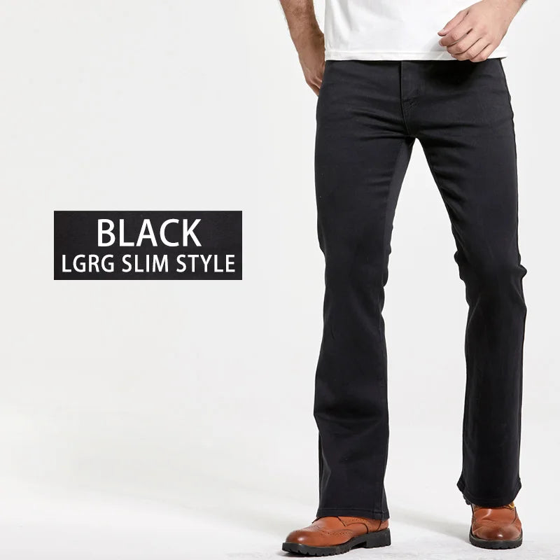 LGRG Men's Slim Fit Bootcut Jeans in Blue Black