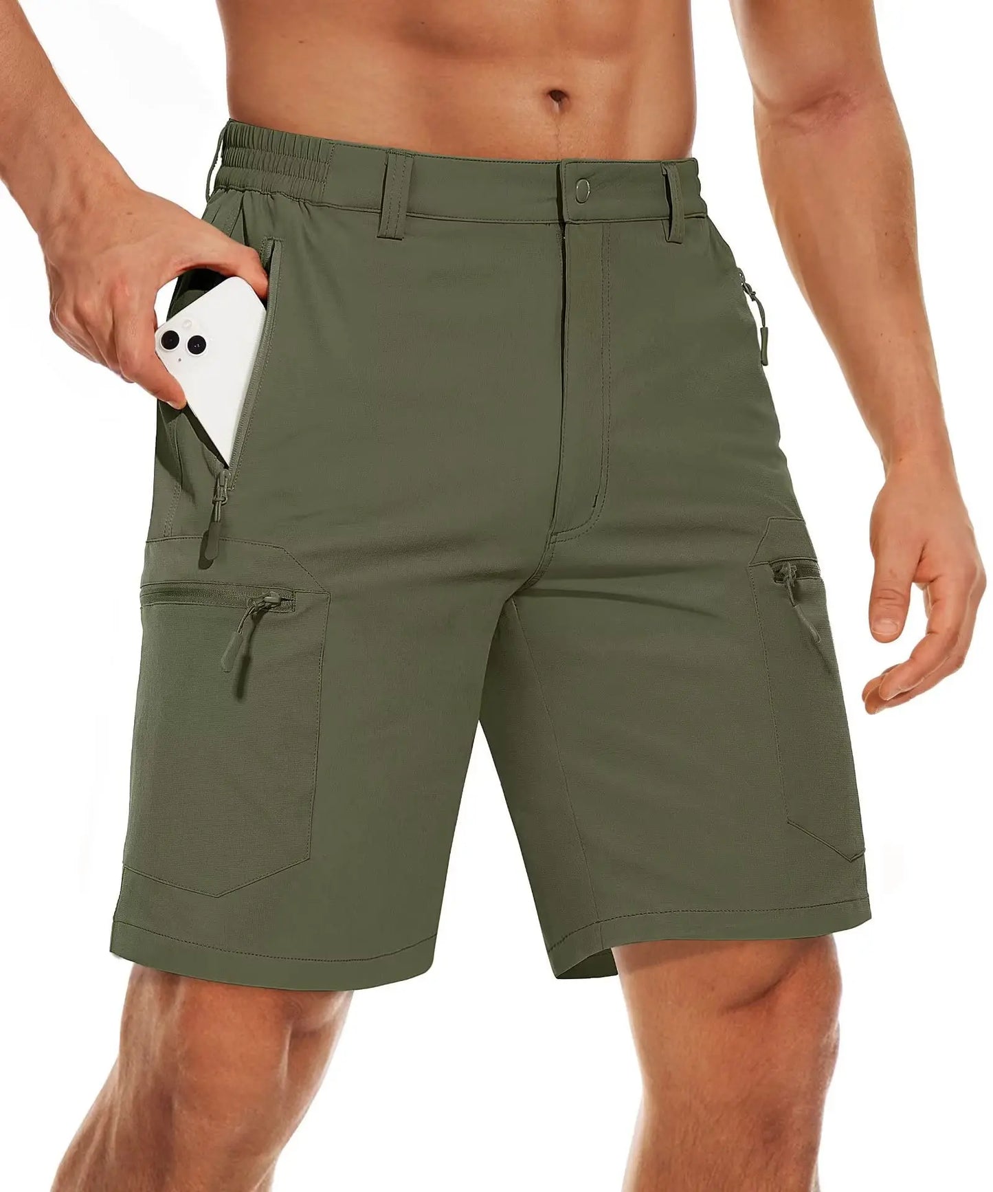 TACVASEN 5 Zipper Pockets Summer Quick Dry Cargo Shorts Mens Fishing Shorts Stretch Outdoor Hiking Nylon Work Shorts Lightweight