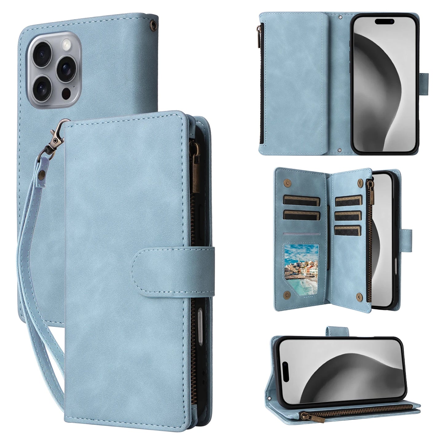 Premium Leather Wallet Case For iPhone 16 15 14 13 12 11 17 Pro Max Plus Magnetic Flip Cover
