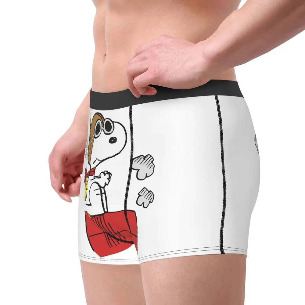 Snoopy Boxer Briefs for Men - Giggle Print Polyester Blend