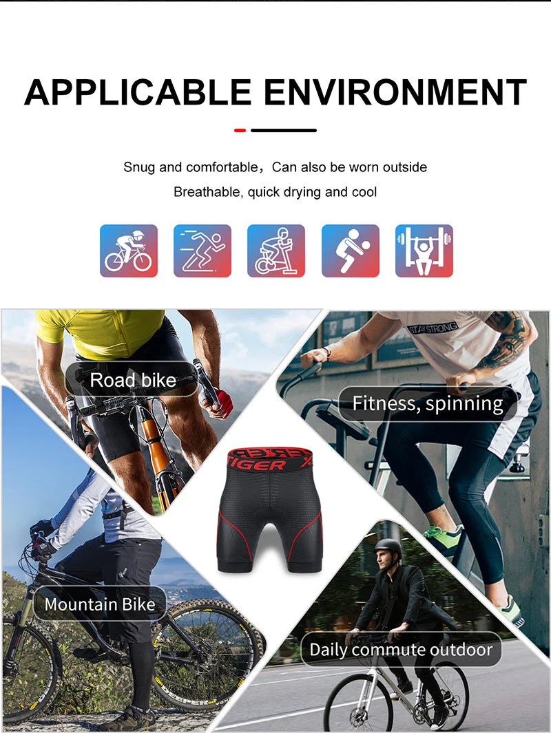 5D Padded Cycling Underwear Shorts by X-TIGER