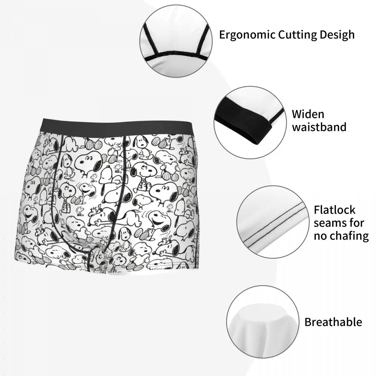 Snoopy Boxer Briefs for Men - Giggle Print Polyester Blend