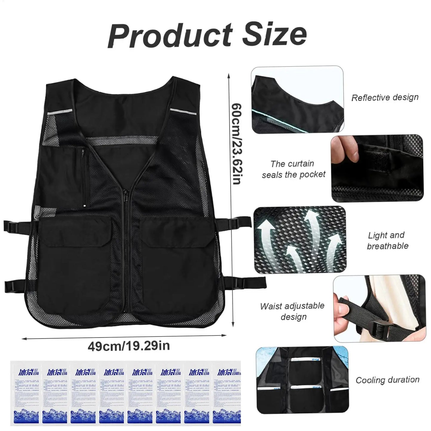 Cooling Vest With Ice Packs Adjustable Cold Vest For Hot Weather