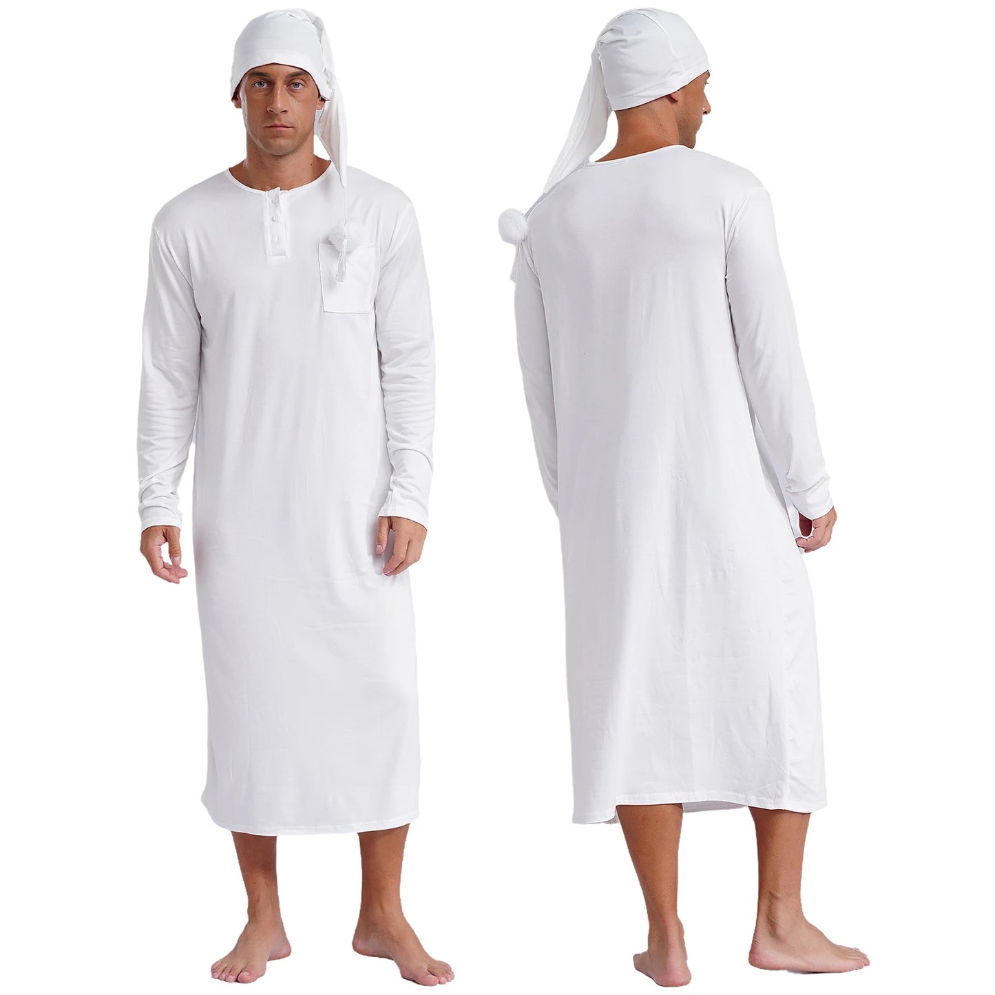 Men's Long Sleeve Sleep Robe with Hat