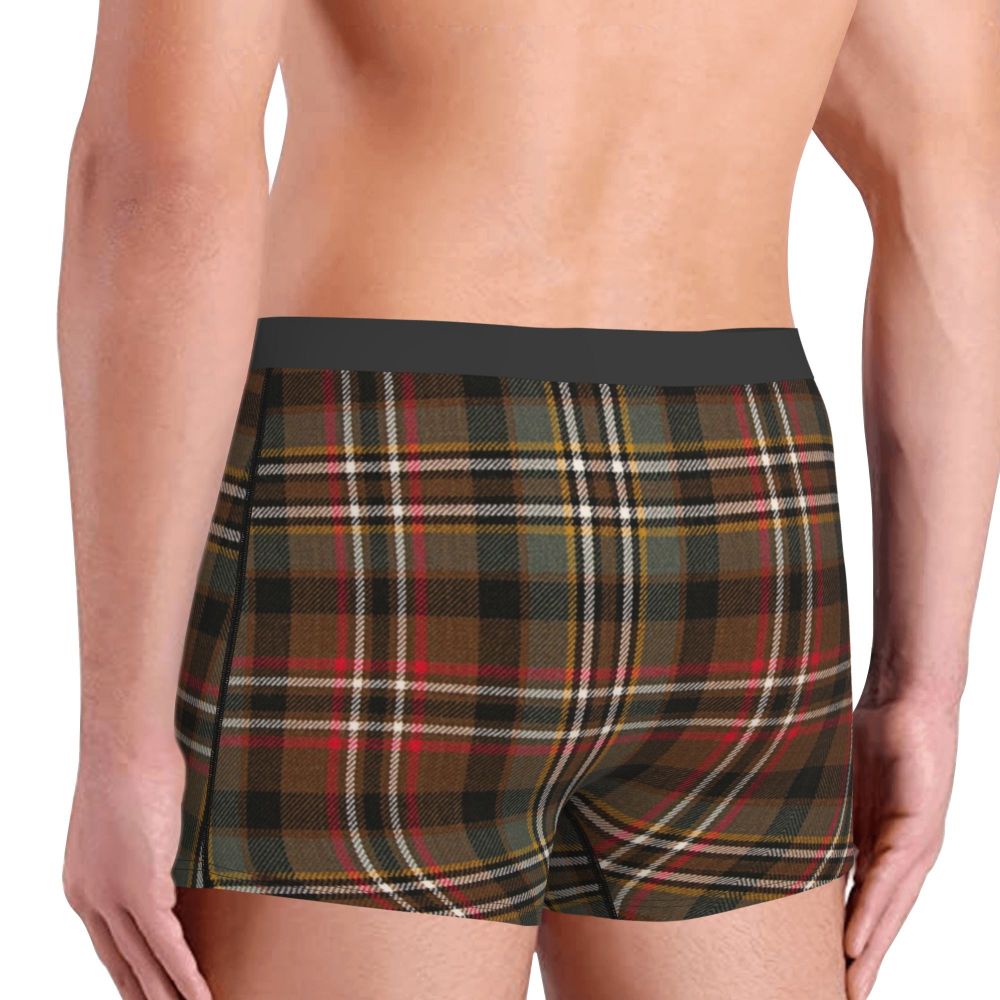 Black Watch Tartan Boxer Shorts for Men in Lycra and Polyester