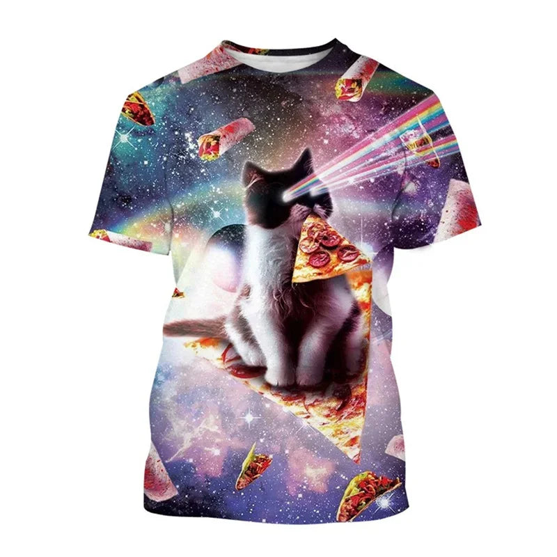 3D Printed Space Cat T-shirt for Men and Women