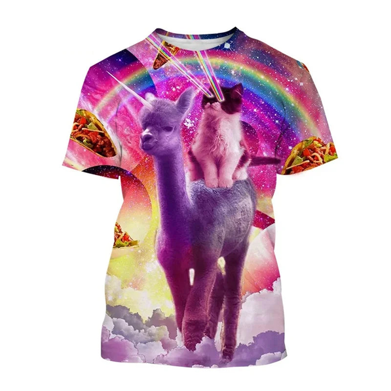 3D Printed Space Cat T-shirt for Men and Women