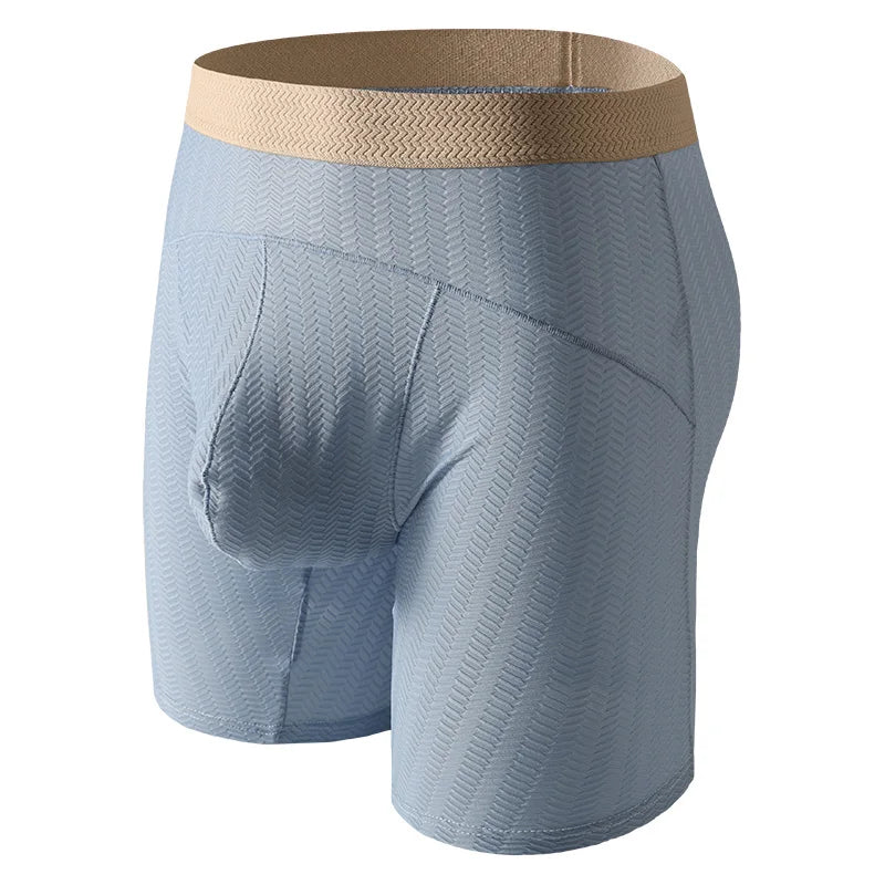 Men's Long Boxer Shorts with U Pouch Design