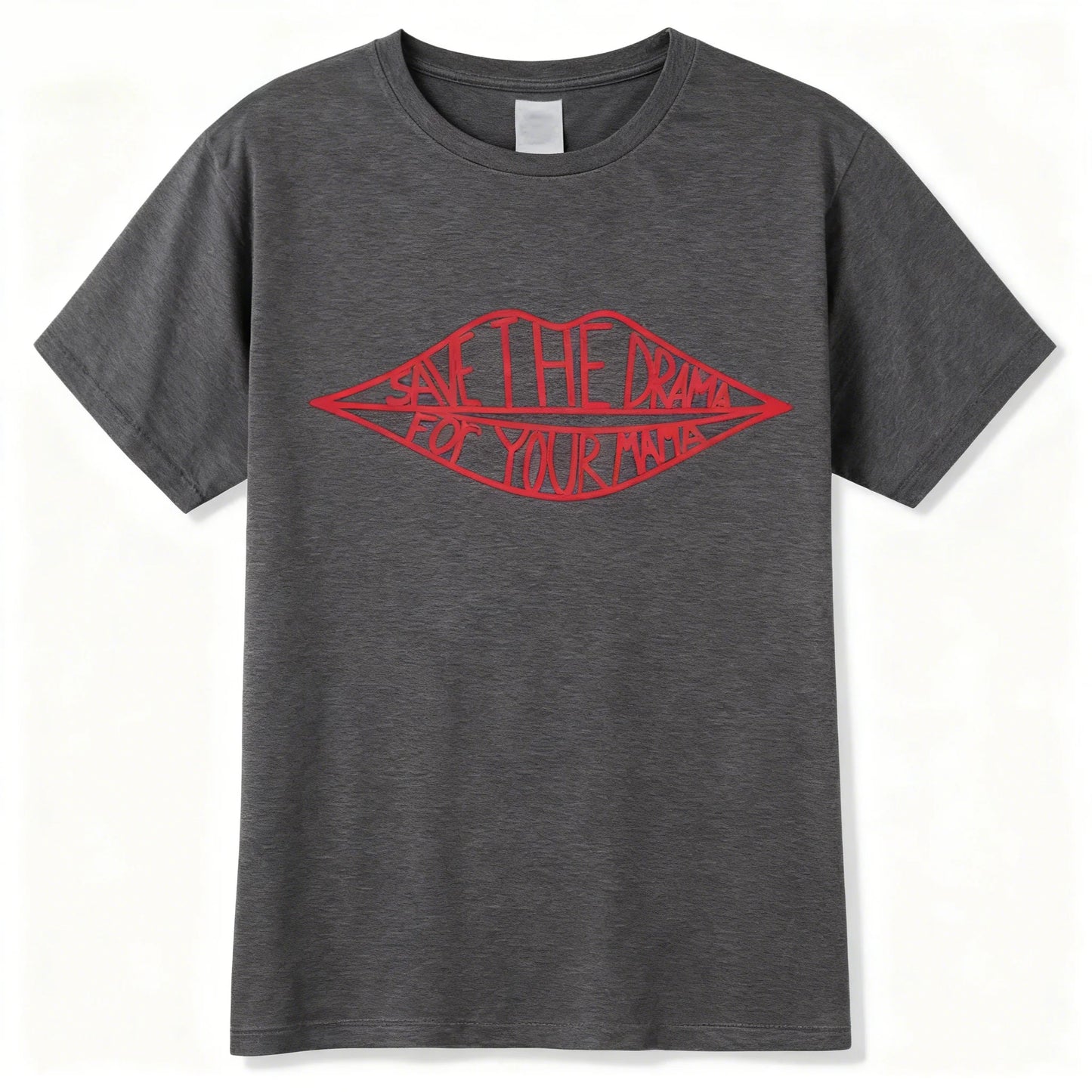 Men's Summer T-shirt Save The Drama for Your Mama Lips Print Casual Short Sleeve Tee Streetwear Hip Hop Top 100% Cotton Loose