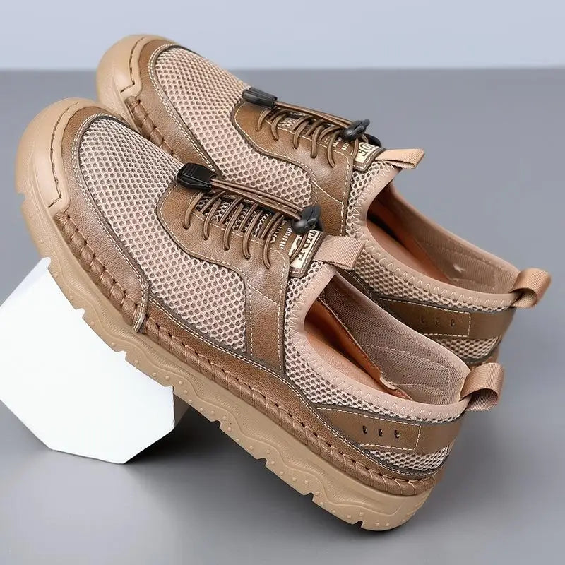 Breathable Mesh Casual Shoes for Men in Black White Brown