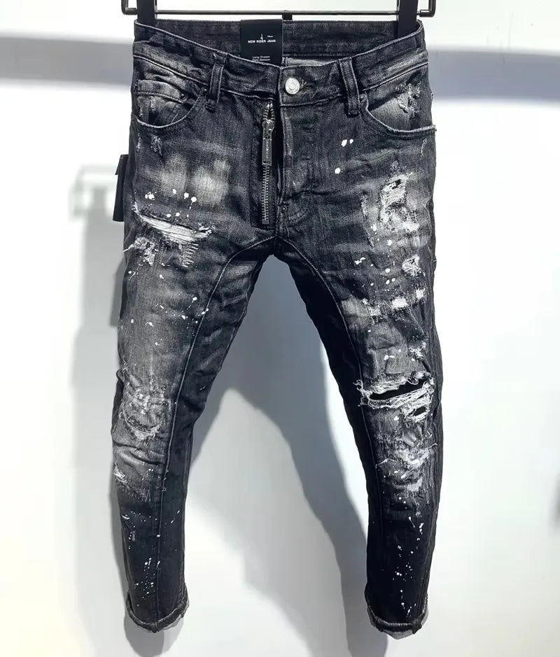 Men's Black Slim Fit Jeans in Cotton