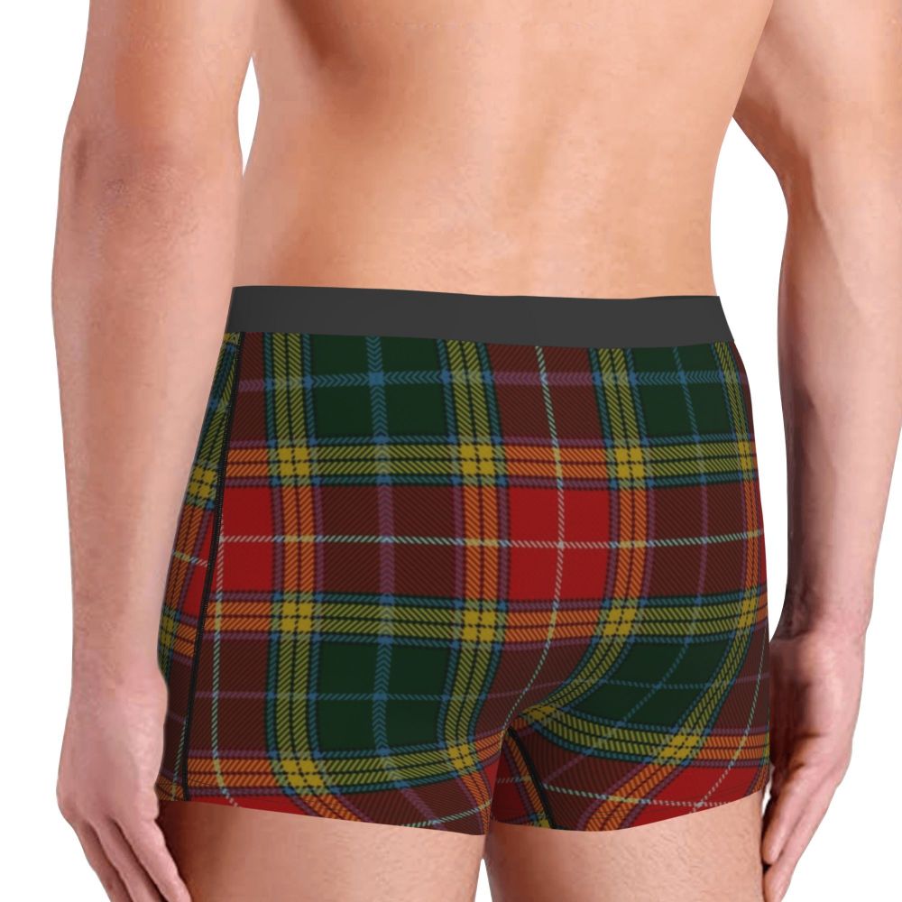Black Watch Tartan Boxer Shorts for Men in Lycra and Polyester